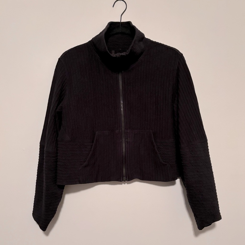 Lululemon Black Textured Zip Up Mock Neck Sweatshirt - Size XS/S